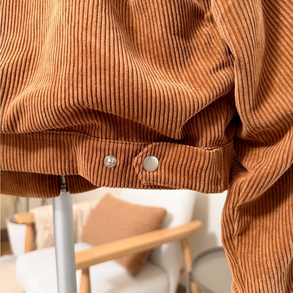 Women’s | Urban Outfitters Corduroy Zip Jacket Caramel Brown Cropped | Medium - Picture 4 of 8
